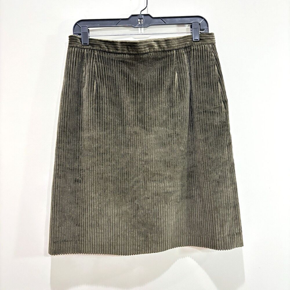 Liz Claiborne Thick Corduroy Velvet Skirt 14 Sage Green Academia Preppy Y2K VTG